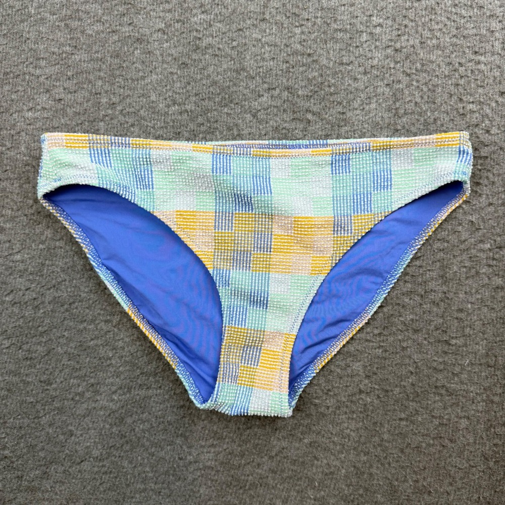 Aerie Bikini Bottoms Women Small Multicolor Plaid Seersucker Low Rise 2345915014